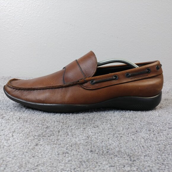 Prada Driving Shoes Mens Size 11.5 Loafers Slip On Brown Leather Designer - Picture 2 of 12